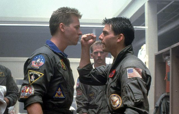 Val Kilmer and Tom Cruise in Top Gun