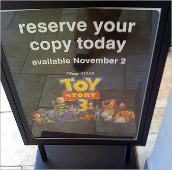Toy Story 3 retail sign