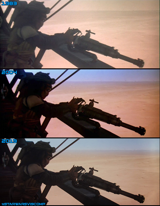 This shot was all tan in every version until the 2004 scan, and seems to have been recolored again in 4K.