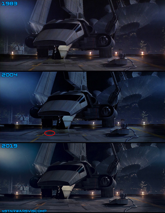 There was a hole in the transition between the live action element and this matte painting. It was filled in for first time in the 4K.